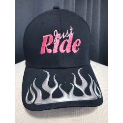 Black Just Ride with Silver Flame