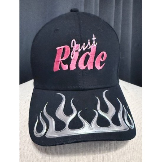 Black Just Ride with Silver Flame