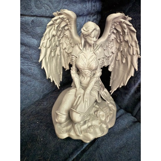 Kneeling Angel Warrior Grey