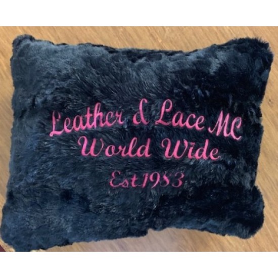 Rectangular Black Leather & Lace MC Pillow