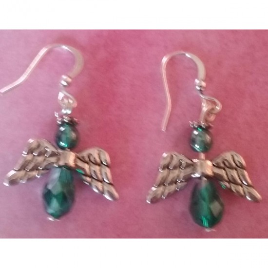 Assorted Crystal Colors Angel Earrings