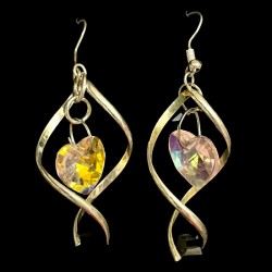 Crystal Heart Swirl Earrings