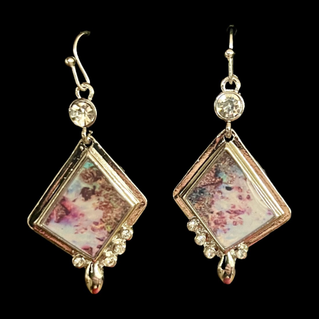 Abstract Purple Triangle Earrings