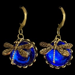 Blue Drop Dragonfly Earrings