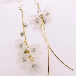 Gold Flower Asymmetrical Earrings