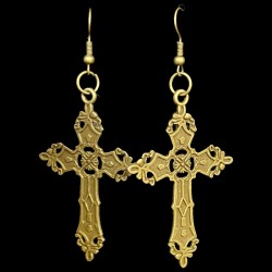 Gold Crucifix Earrings