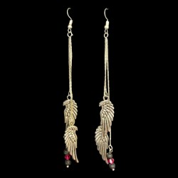 Pink and Black Feather Earrings