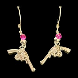 Pink Gun Dangle Earrings