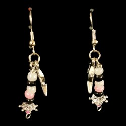 Pink and Black Star Earrings