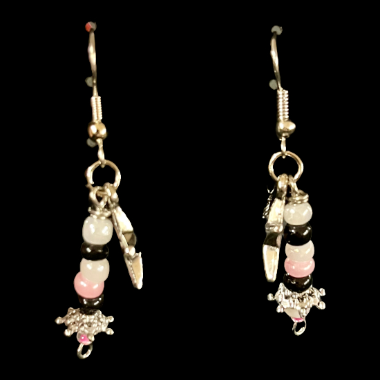 Pink and Black Star Earrings