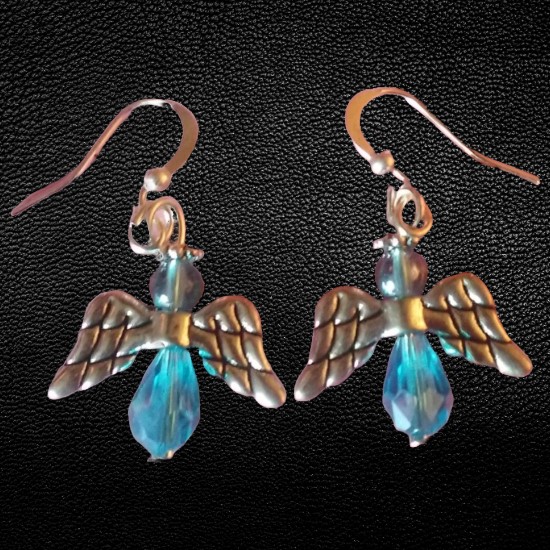 Assorted Crystal Colors Angel Earrings