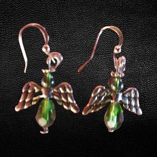 Assorted Crystal Colors Angel Earrings