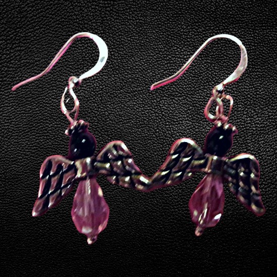 Assorted Crystal Colors Angel Earrings