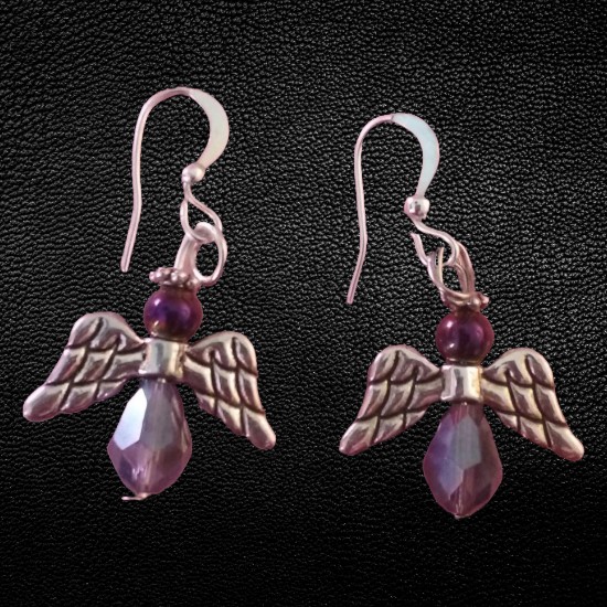 Assorted Crystal Colors Angel Earrings