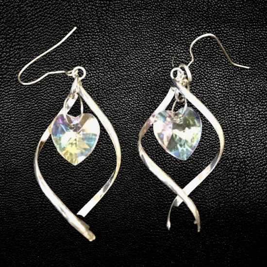 Crystal Heart Swirl Earrings