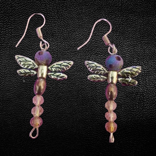 Assorted Crystal Colors Dragonfly Earrings