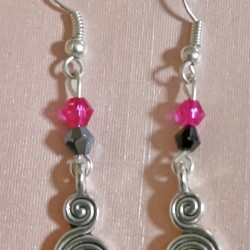 Pink and Black Beaded Swirl Earrings 4 Pink and Black Beaded Swirl Earrings 4