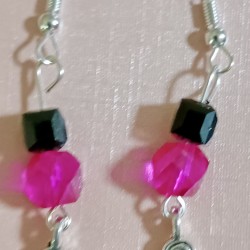 Pink and Black Beaded Swirl Earrings 5 Pink and Black Beaded Swirl Earrings 5