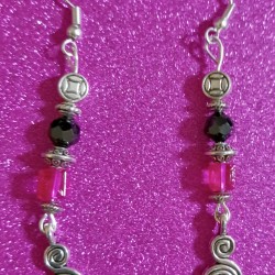 Pink and Black Beaded Swirl Earrings 6 Pink and Black Beaded Swirl Earrings 6