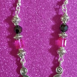 Pink and Black Beaded Swirl Earrings 7 Pink and Black Beaded Swirl Earrings 7