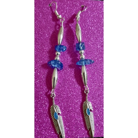 Turquoise Feather Earrings 