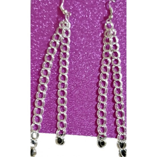 Silver Double Chain Earrings