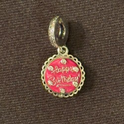 Charm, Gold, Our Panda, Round "Happy Birthday"