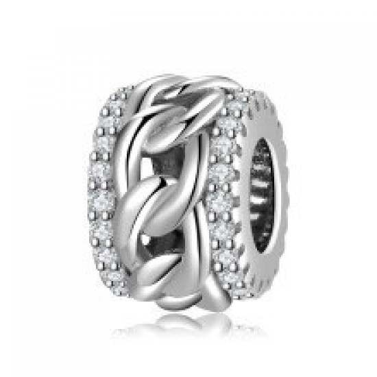 Sterling Cubic Zirconia Chain Link Bead