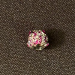 925 SS Charm Our Panda Sphere CZ & Pink Stones