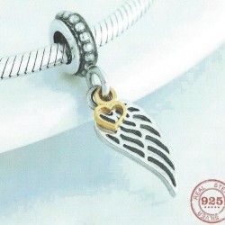 Charm, 9.25 Sterling Silver, Our Panda, Angel Wing & Heart 