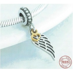 Charm, 9.25 Sterling Silver, Our Panda, Angel Wing & Heart 