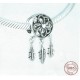 Panda Sterling Silver Feathers & Flowers Charm