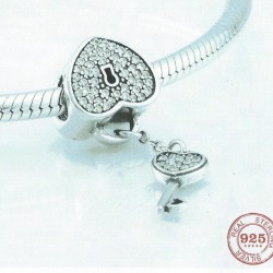 Charm 9.25 Sterling Silver Our Panda Heart Lock & Key
