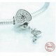 Panda Sterling Silver CZ Heart Lock & Key Charm