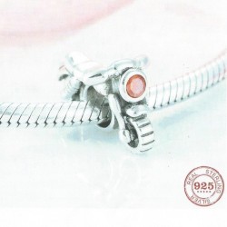 Charm 9.25 Sterling Silver Our Panda Motorcycle Pink