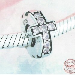 Charm 9.25 Sterling Silver Our Panda Cross Pink