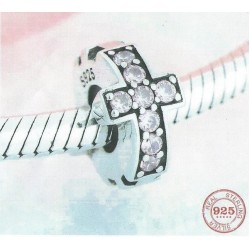 Charm 9.25 Sterling Silver Our Panda Cross Pink