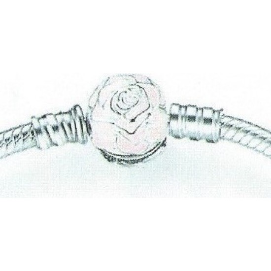 Panda Sterling Silver Pink Rose Bow Charm Bracelet