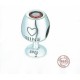 Panda Sterling Silver Red CZ Wine Glass Charm