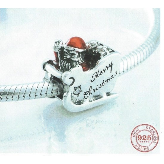 Panda Sterling Silver Santa Claus Sleigh Charm