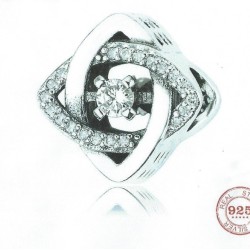 Charm 9.25 Sterling Silver Our Panda Square Zirconia Bangles