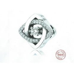 Charm 9.25 Sterling Silver Our Panda Square Zirconia Bangles