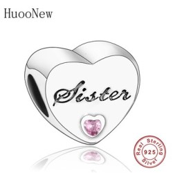 Charm 9.25 SS Our Panda Pink Stone "Sister"