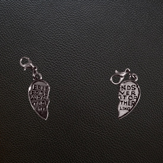 Silver Friends Forever Apart or Together 2 piece charm