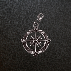 Charm, 9.25 Sterling Silver, Compass Charm, 9.25 Sterling Silver, Compass