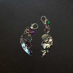 Charm, 9.25 SS, 2-piece "Friends Forever" with Beads