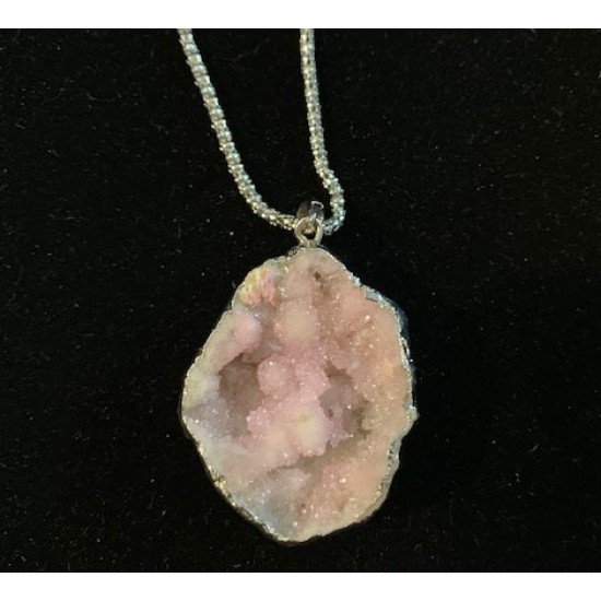 Pink Crystal Geode Pendant