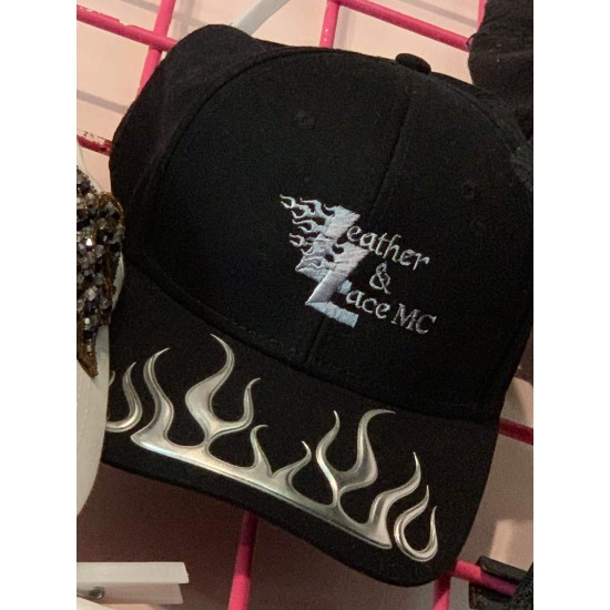 Black with Silver Flames Cap Black with Silver Flames Cap