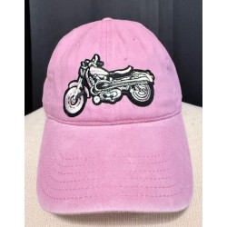 Pink Hat with Motorcycle Patch