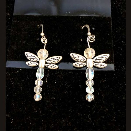 Assorted Crystal Colors Dragonfly Earrings